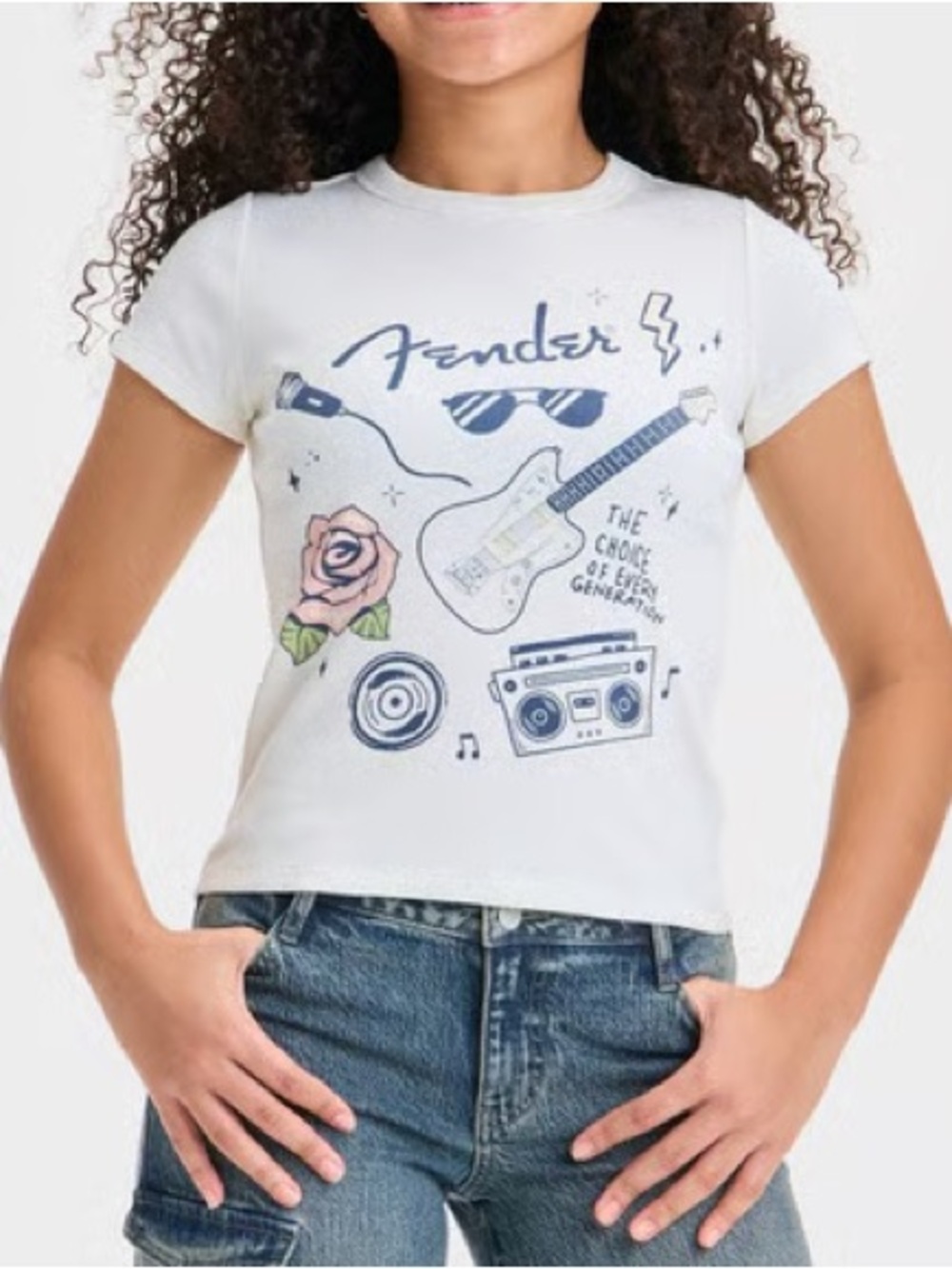 Girls' Fender Short Sleeve Graphic T-Shirt - Cream XL